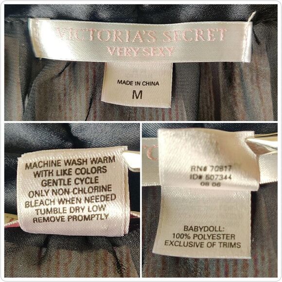 Victoria's Secret Very Sexy black sheer tie front halter chemise M - Picture 10 of 11